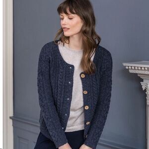 Celtic & Co. The Shetland Cardigan Navy Blue Sz M